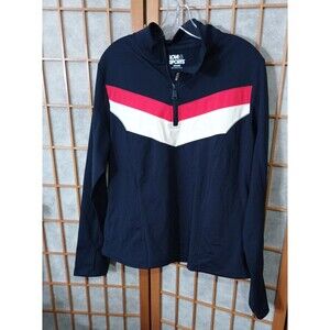 Love & Sports Pullover Womens XXL Red White Blue Half Zip Athletic Top